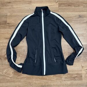 Lululemon Black Athletic Fitted Track Jacket White Stripes Size 6